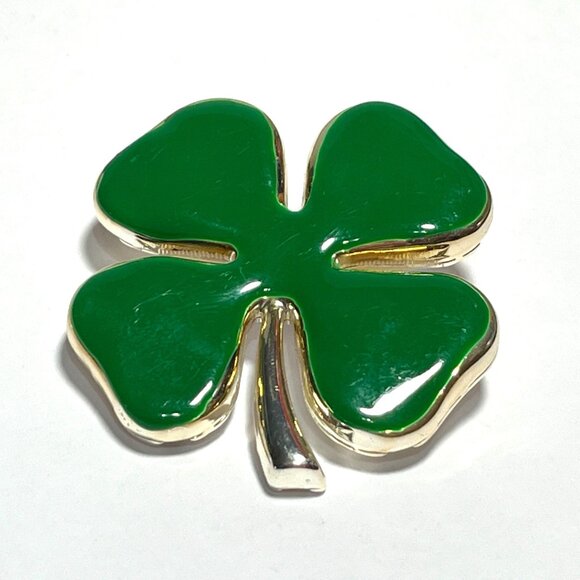 Vintage Four Leaf Clover Lapel Pin Brooch signed Best - Picture 2 of 4